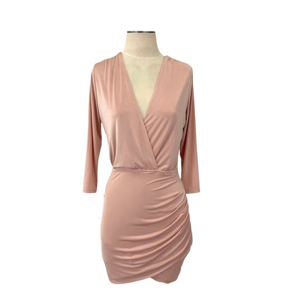 NEW Lovers and Friends Love Happy Pink Surplice Dress Size Medium - Picture 1 of 14